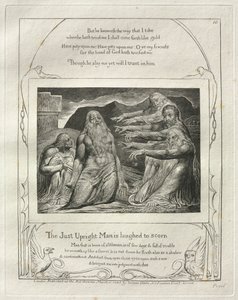 Het Boek Job: Pl. 10, De Rechtvaardige Oprechte Man wordt bespot door William Blake