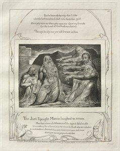 Het boek Job: Pl. 10, De rechtvaardige oprechte man wordt bespot door William Blake