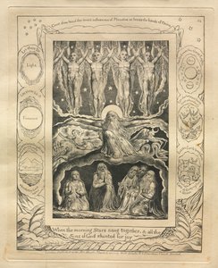 Het boek Job: Pl. 14, Toen de morgensterren samen zongen, en alle zonen van God... door William Blake