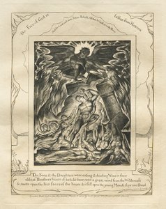 Het boek Job: Pl. 3, Uw zonen en dochters aten en dronken wijn... door William Blake