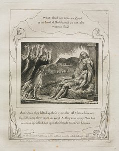 Het Boek Job: Pl. 7, En toen ze hun ogen van verre ophieven en hem niet herkenden / hieven ze hun stemmen op en weenden door William Blake