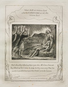 Het Boek van Job: Pl. 7, En toen ze hun ogen van verre ophieven en hem niet herkenden..., 1825 door William Blake