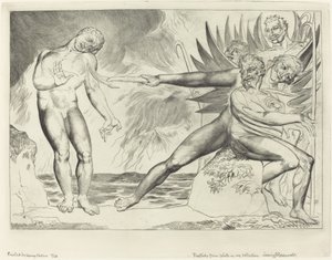 De Cirkel van de Corrupte Ambtenaren; de Duivels die Ciampolo Martelen door William Blake