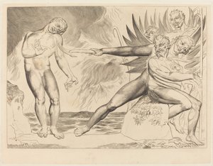 De Cirkel van de Corrupte Ambtenaren; de Duivels die Ciampolo Martelen door William Blake