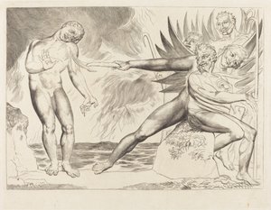 De Cirkel van de Corrupte Ambtenaren; de Duivels die Ciampolo Martelen door William Blake