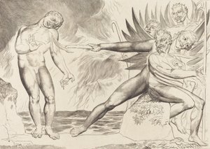 De cirkel van de corrupte ambtenaren, de duivels die Ciampolo martelen door William Blake