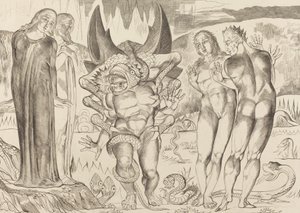 De Cirkel van de Dieven, Agnolo Brunelleschi Aangevallen door een Zesvoetige Slang door William Blake