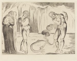 De Cirkel van de Dieven; Buoso Donati Aangevallen door de Slang door William Blake