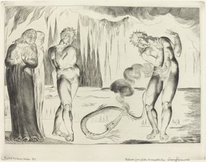 De Cirkel van de Dieven; Buoso Donati Aangevallen door de Slang door William Blake