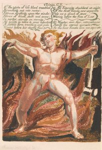 Het eerste boek van Urizen, plaat 15, "8. De bol van levensbloed trilde . . . ." (Bentley 18) door William Blake