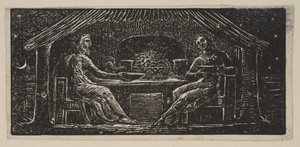 Thenot en Colinet Eten Hun Avondmaal, uit Thorntons Pastoralen van Vergilius door William Blake