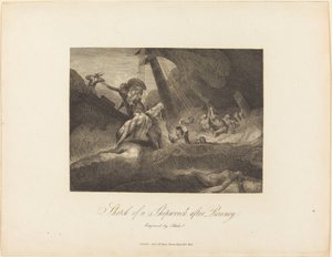 Schets van een Schipbreuk door William Blake after George Romney