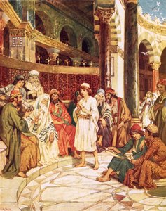 Christus spreekt met de dokters in de tempel in Jeruzalem