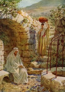 Jezus vraagt een Samaritaanse vrouw om water - Bijbel door William Brassey Hole