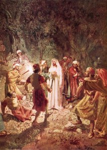 Judas verraadt Jezus met een kus, in de tuin van Gethsemane