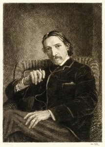 Robert Louis Stevenson (1850-1894) Britse auteur, vooral bekend om zijn bestsellers Schateiland, Ontvoerd en De vreemde zaak van Dr. Jekyll en Mr. Hyde. Illustratie door William Brassey Hole door William Brassey Hole