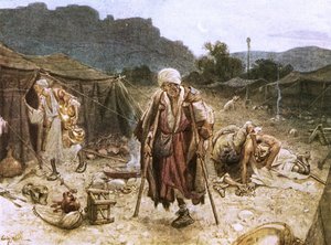 De vier melaatsen plunderen het kamp van de Syriërs door William Brassey Hole