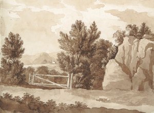 Verso: Landschap scène