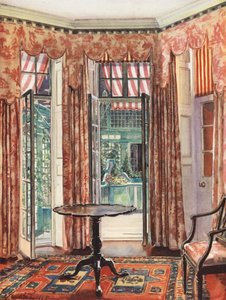 Interieurdecoratie: Een Londense kamer in roodtinten door William Bruce Ellis Ranken
