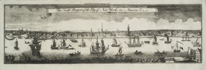 Het zuidelijke uitzicht op de stad New York, in Noord-Amerika, 1761 door William Burgis
