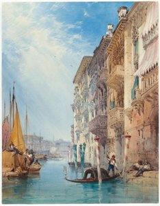 Een Gondel op het Grote Kanaal, Venetië door William Callow