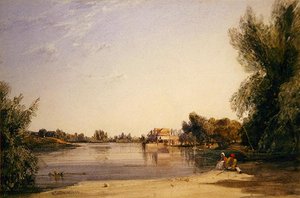 Een molen aan de Seine door William Callow