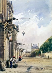 Rue de Rivoli, nabij de Tuilerieën, Parijs door William Callow