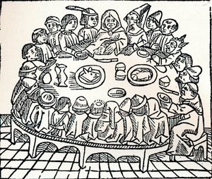 De Canterbury Pelgrims aan een Gedeelde Maaltijd, 1485