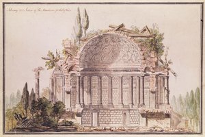 Architectonische tekening voor mausoleum voor Frederik, Prins van Wales door William Chambers