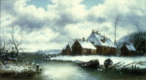 Winter Sneeuwscène door William Charles Anthony Frerichs