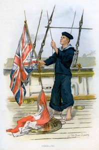 Matroos van de Koninklijke Marine seint, ca. 1890-ca. 1893 door William Christian Symons