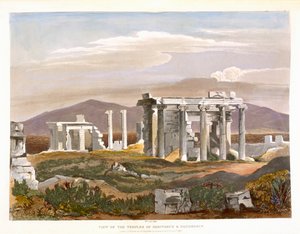 Uitzicht op de tempels van Erectheus en Pandrosus, de Akropolis, uit 