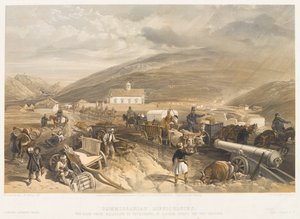 Commissariaatsmoeilijkheden De weg van Balaklava naar Sebastopol, bij Kadikoi, tijdens het natte weer, circa 1854