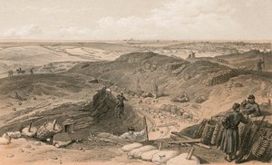 Gracht van de Malakoff, Batterij Gervais, en achterkant van Redan door William Crimea Simpson