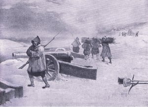 Wachter van de Zouaven voor Sevastopol, illustratie uit Britse gevechten op land en zee, 1915 door William Crimea Simpson