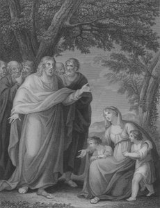 Christus en de kinderen van Zebedeüs, Matteüs 20, vers 20-29 door William Cuming