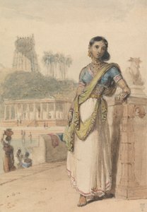 Een Hoog Kaste Vrouw die bij een Muur Staat door William Daniell