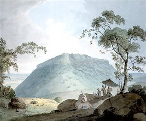 Zuid-Oost Uitzicht op Hill Fort van Bijaigaih, Bihar