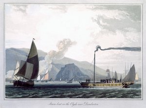 Stoomboot op de Clyde bij Dumbarton, Schotland, 1829 door William Daniell