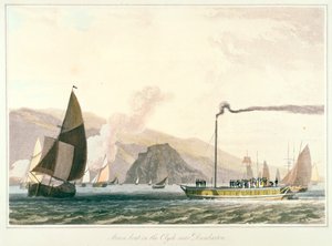 Stoomboot op de Clyde bij Dumbarton door William Daniell