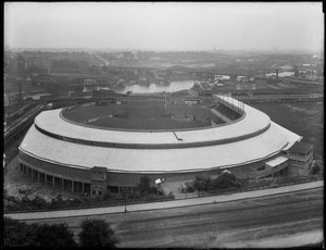 Luchtfoto van de Polo Grounds, 3 juli 1914 door William Davis Hassler