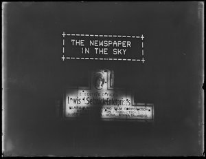 Verlicht bord voor reclame en verlicht bord voor Selznick Enterprises, New York City, januari 1917