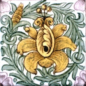 Tegel met bloemmotief
