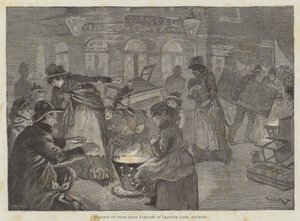 Uitzetting van arme Ierse families in Leather Lane, Holborn door William Douglas Almond
