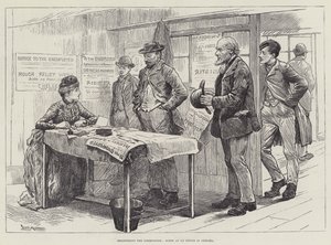Registratie van de Werklozen, Scène in een Kantoor in Chelsea door William Douglas Almond