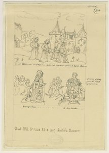 Tamworth Church - Vensterglas: inkttekening, nd [?17e eeuw] door William Dugdale