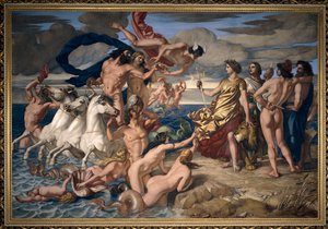 Neptunus draagt het rijk van de zeeën over aan Britannia