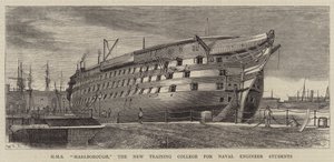HMS Marlborough, het nieuwe opleidingscollege voor marine-ingenieursstudenten door William Edward Atkins