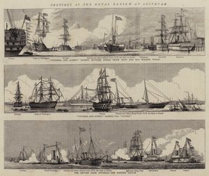 Schetsen bij de Marine Review in Spithead (gravure) door William Edward Atkins
