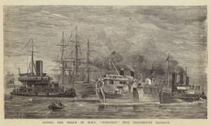 Het wrak van HMS Eurydice naar de haven van Portsmouth slepen